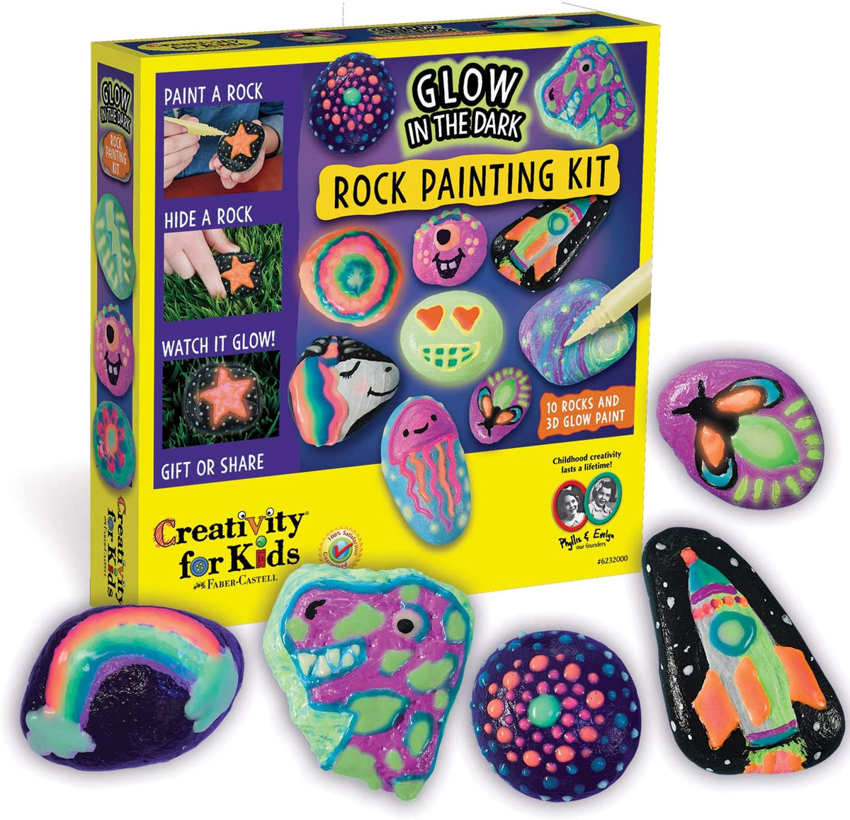 Glow In The Dark Rock Painting Kit for Kids - Arts and Crafts for Girls Boys  Ages 6-12 - Art Craft Kits Paint Set - Supplies for Painting Rocks - DIY  Gift Ideas Activities Age 4 6 7 8- 12 9-12