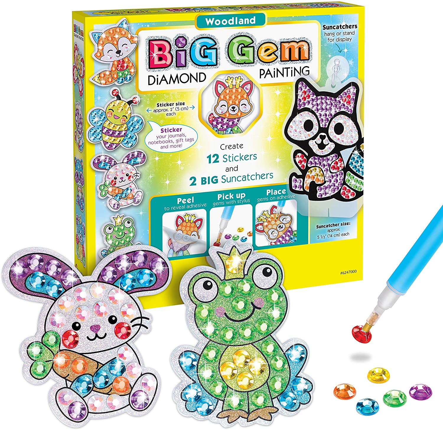 Zonon Gem Diamond Painting Kit For Kids, 24 Pieces Diy Diamond Painting  Stickers, 4 Suncatchers And Diy Painting Tools To Create Your